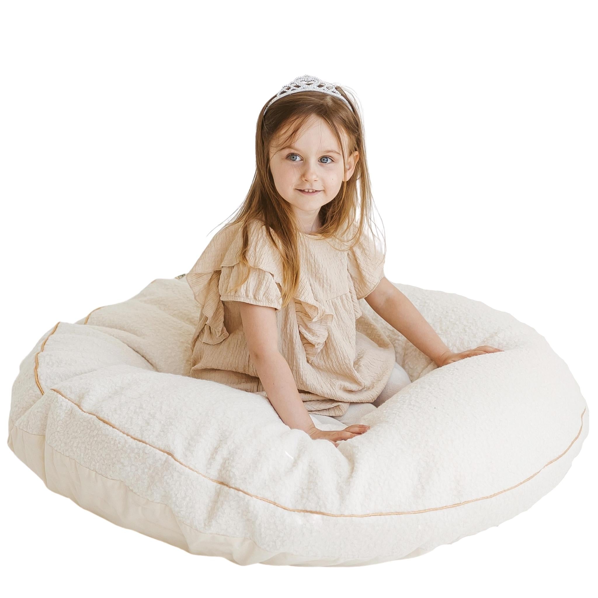 MINICAMP FP-BOUCL-G Kid's Boucle Floor Cushion in Ecru