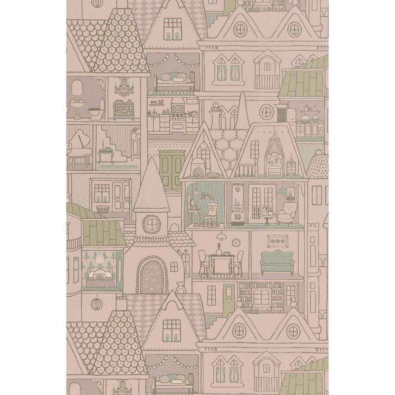 Majvillan Wallpaper for Kids Dollhouse Soft Lilac