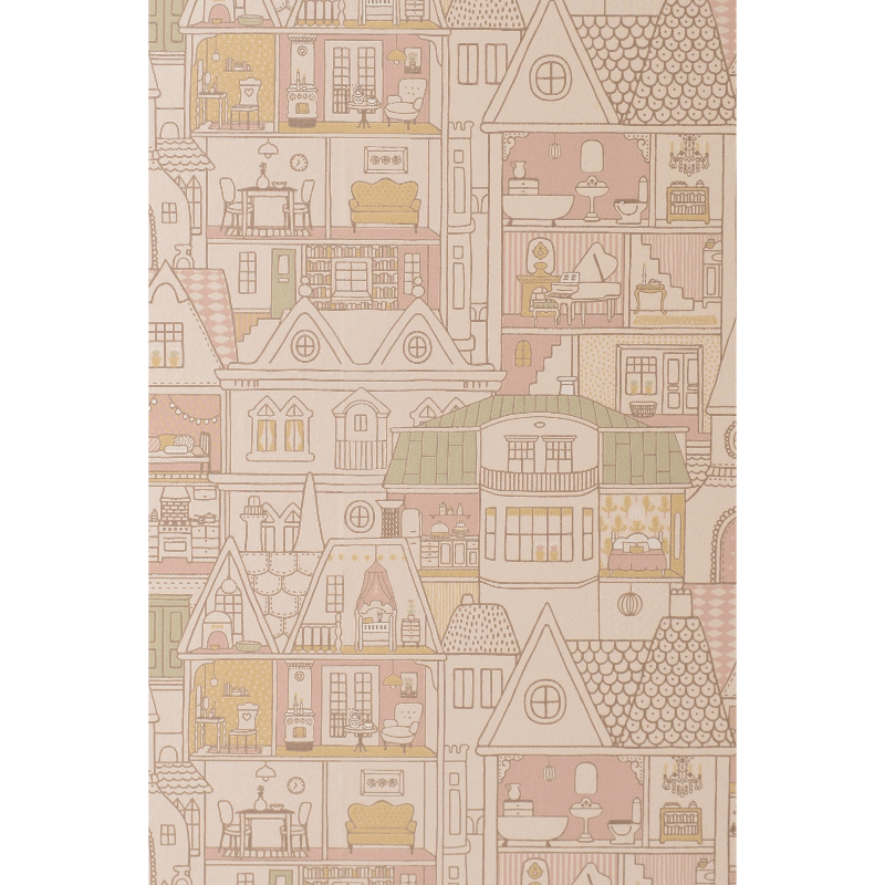 Majvillan Wallpaper for Kids Dollhouse Sunny Pink