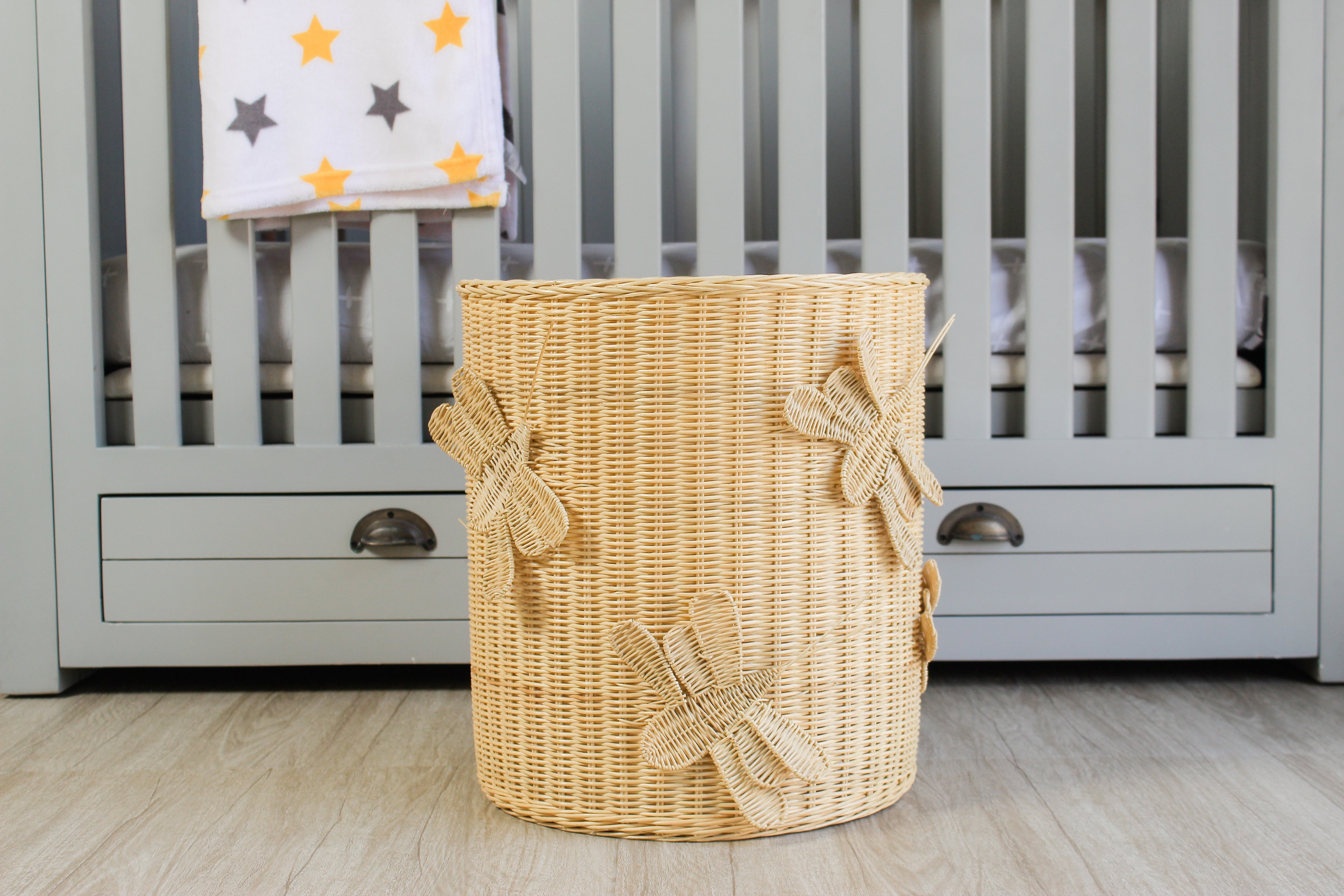 Lullaby Rattan Flutter Wing Hamper Rattan Basket – Handwoven Boho Storage for Toys, Blankets & Laundry