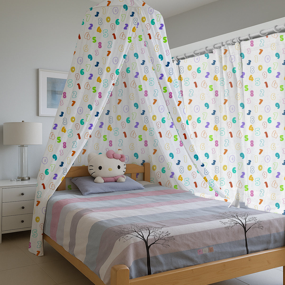 PushpLinen Numbers Printed Printed Canopy