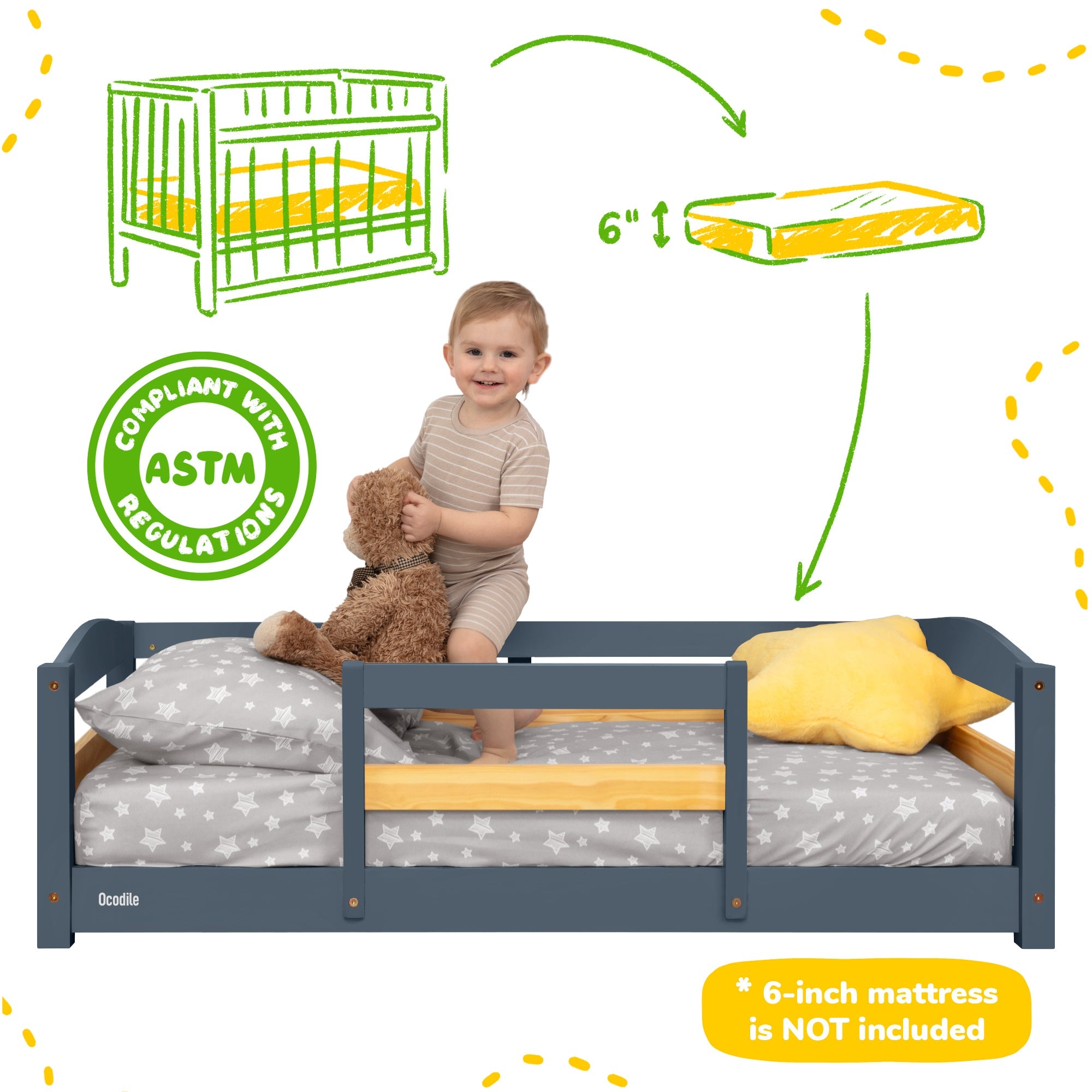 Ocodile Floor Bed - Crib Size