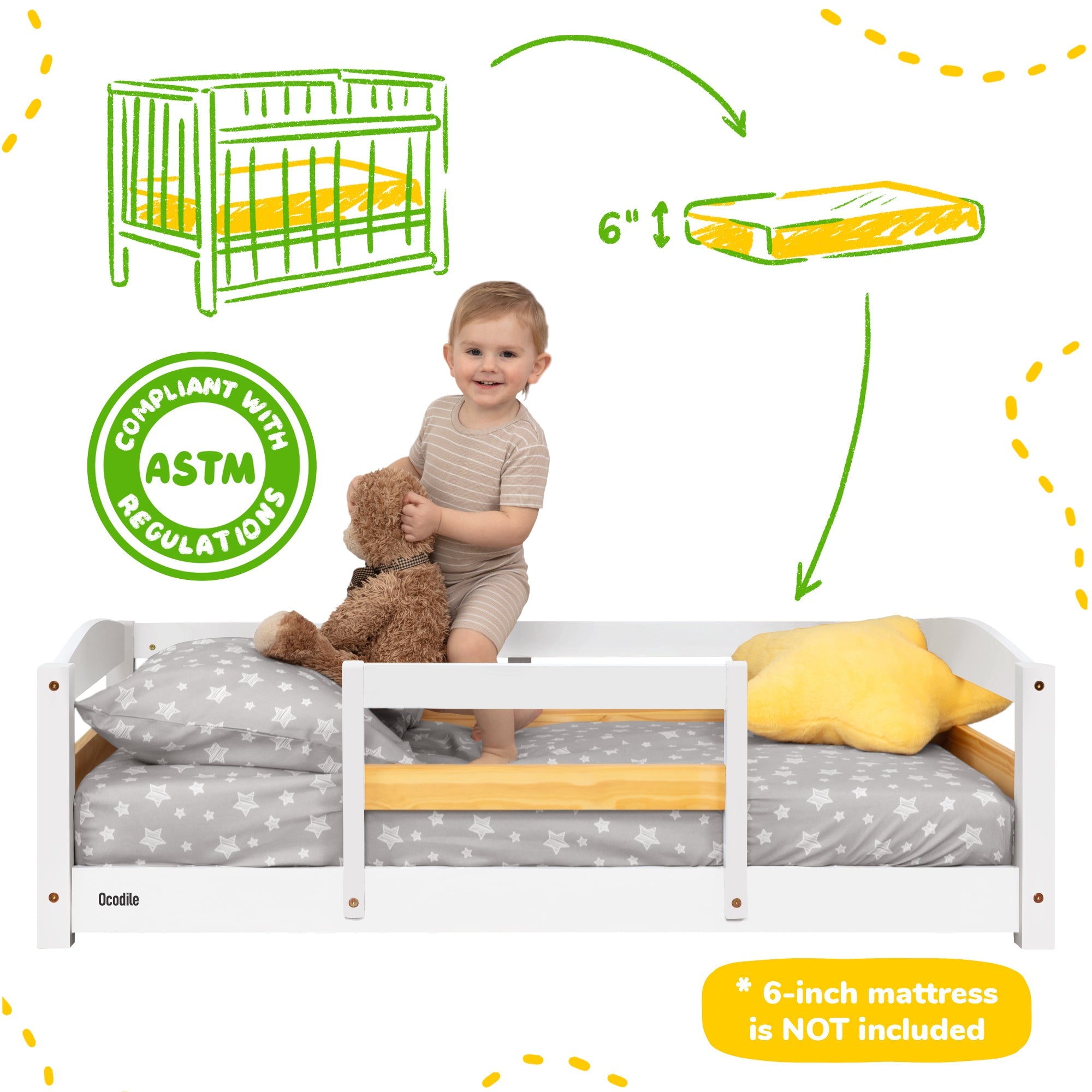 Ocodile Floor Bed - Crib Size