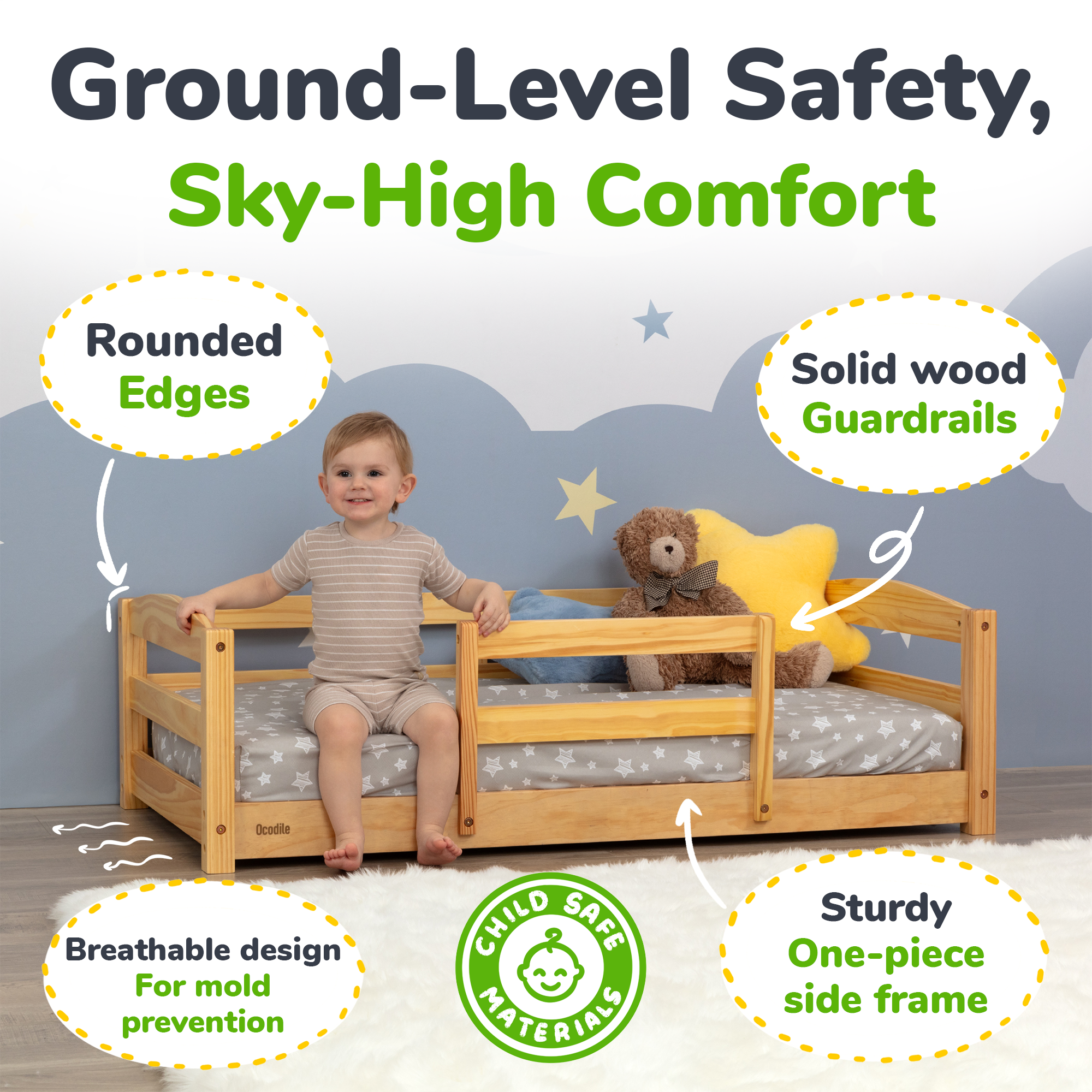 Ocodile Floor Bed - Crib Size