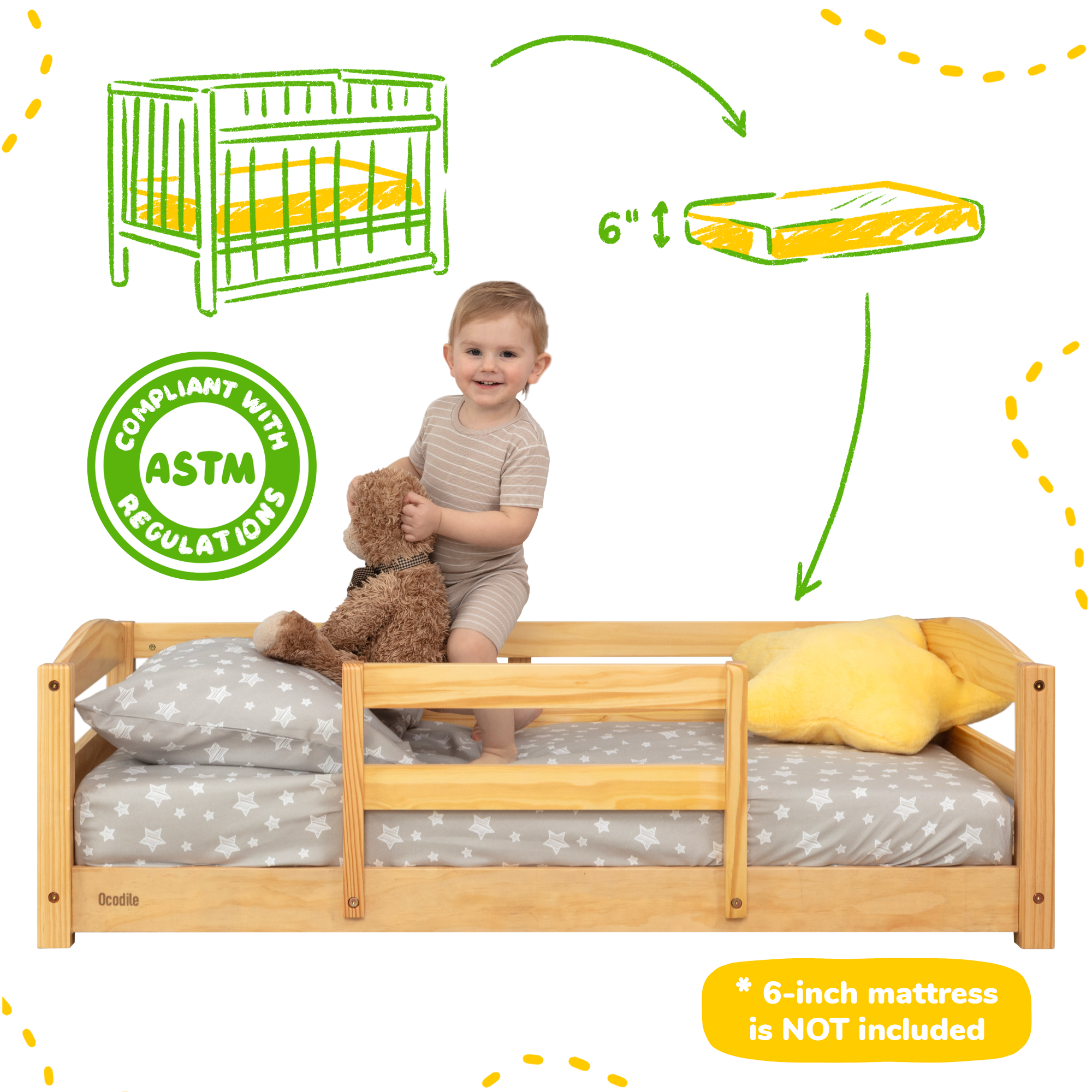 Ocodile Floor Bed - Crib Size