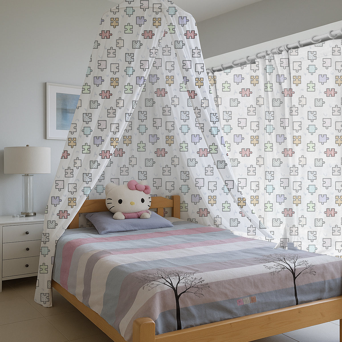 PushpLinen Patterned Puzzle Printed Canopy