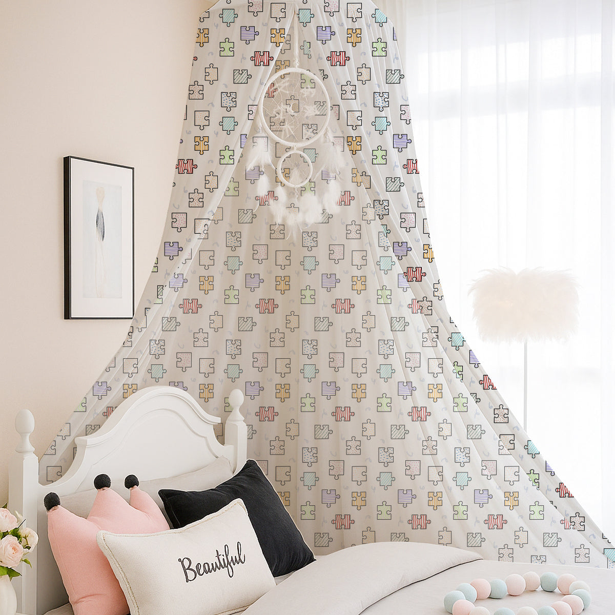 PushpLinen Patterned Puzzle Printed Canopy