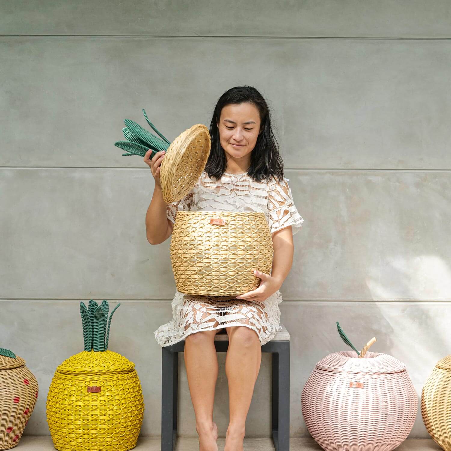 MOMIJI Pineapple Rattan Storage Basket Natural - Medium MOMIJI US LLC