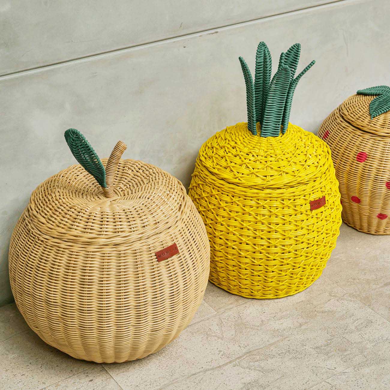 MOMIJI Pineapple Rattan Storage Basket Yellow - Medium MOMIJI US LLC