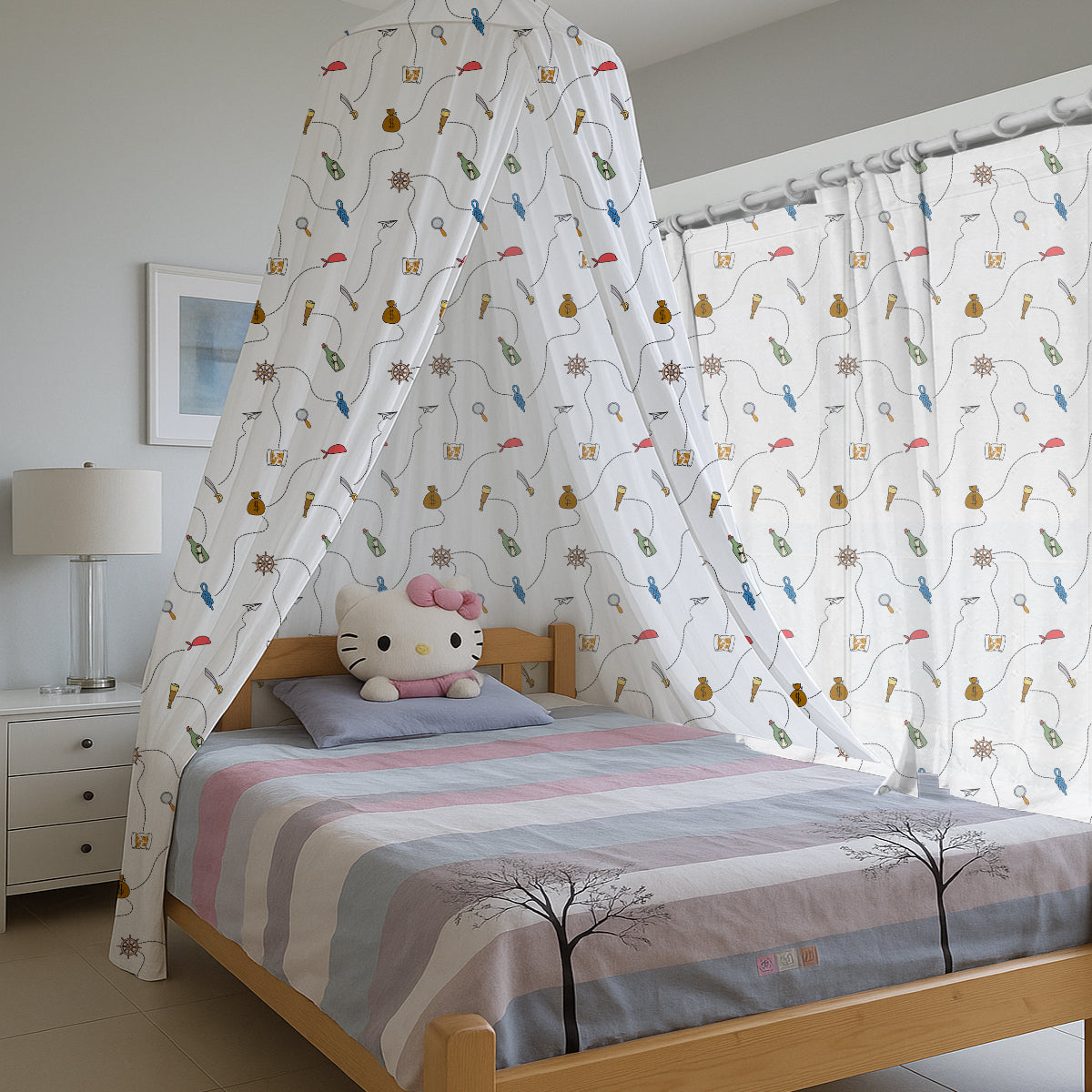PushpLinen Pirate Art  Printed Canopy