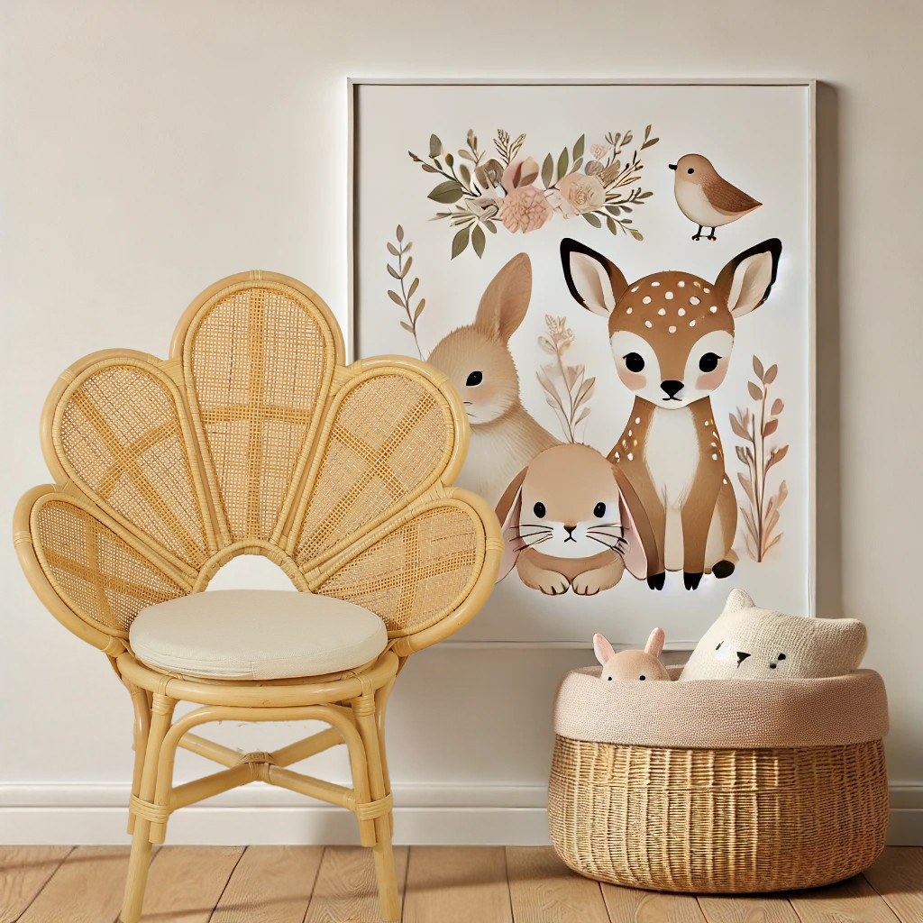 Lullaby Rattan Handmade Rattan Flower Chair for Kids – Blossom Bloom Rattan Chair – Handwoven Flower Chair for Kids and Dolls| Boho Nursery & Playroom Furniture