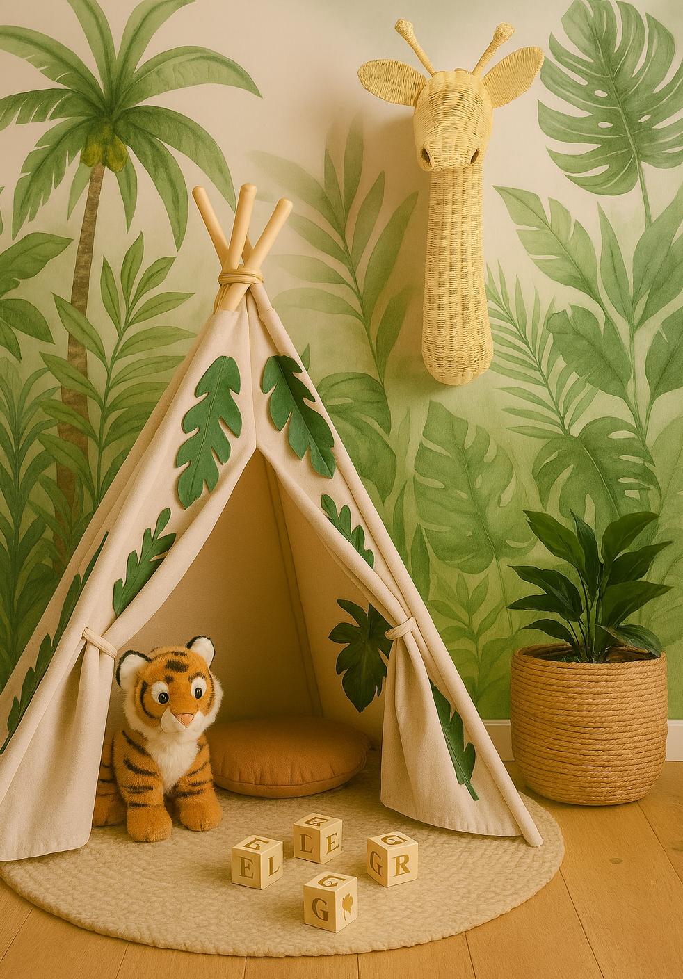 Lullaby Rattan Rattan Giraffe Wall Decor – Boho Nursery & Kids Room Wall Art | Handmade Safari Animal Decor
