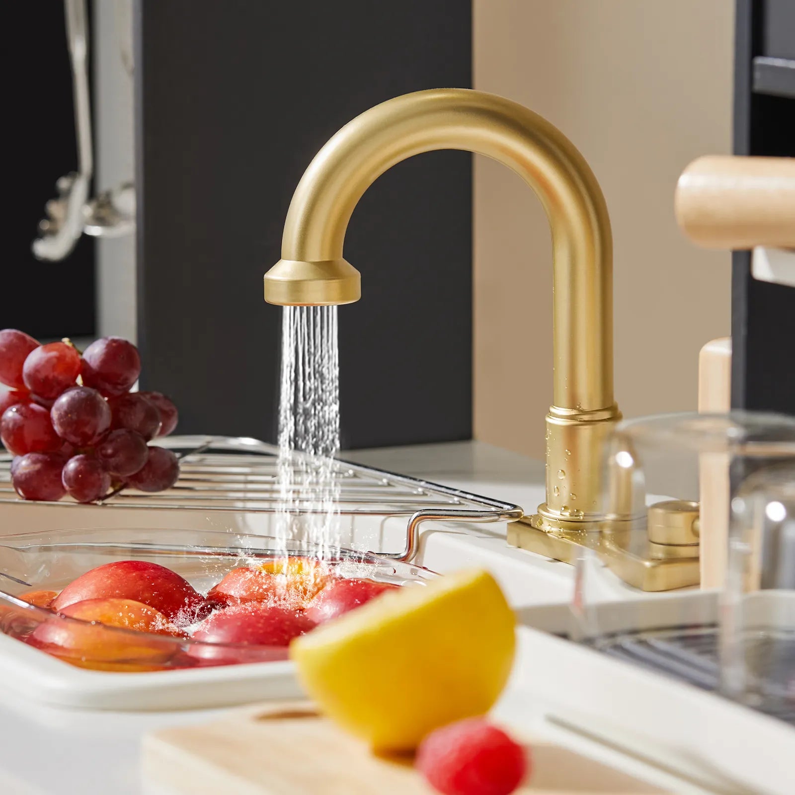 Tiny Land Iconic Aqua Play Kitchen with Real-Flow Water System in Black