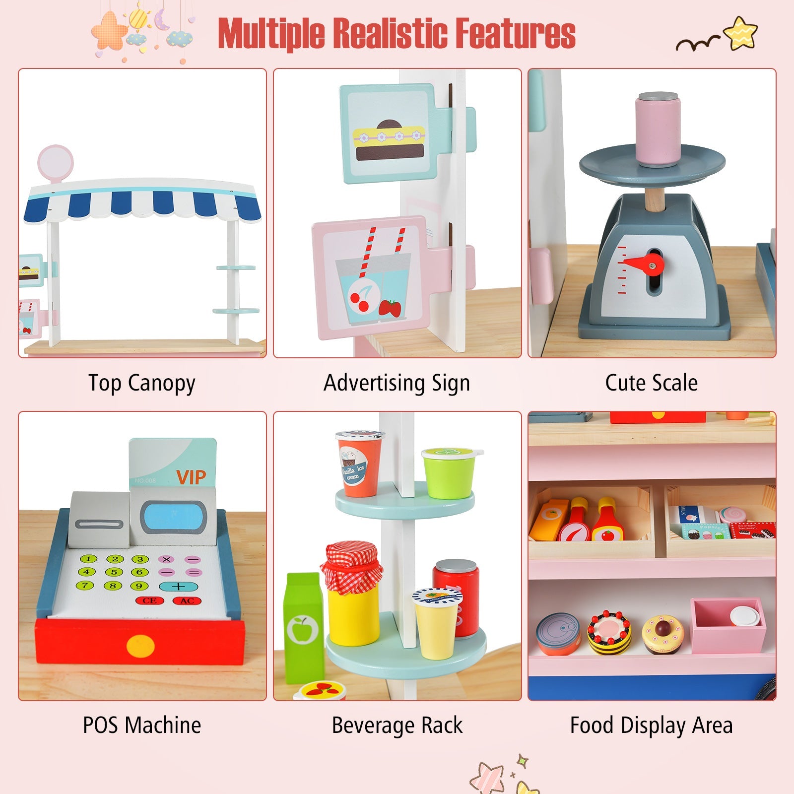 GBruno Toy Cart Play Set with POS Machine and Lovely Scale