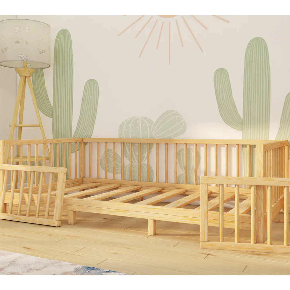 Vivo - Montessori Playpen Low Bed with Removable Cylindrical Railings