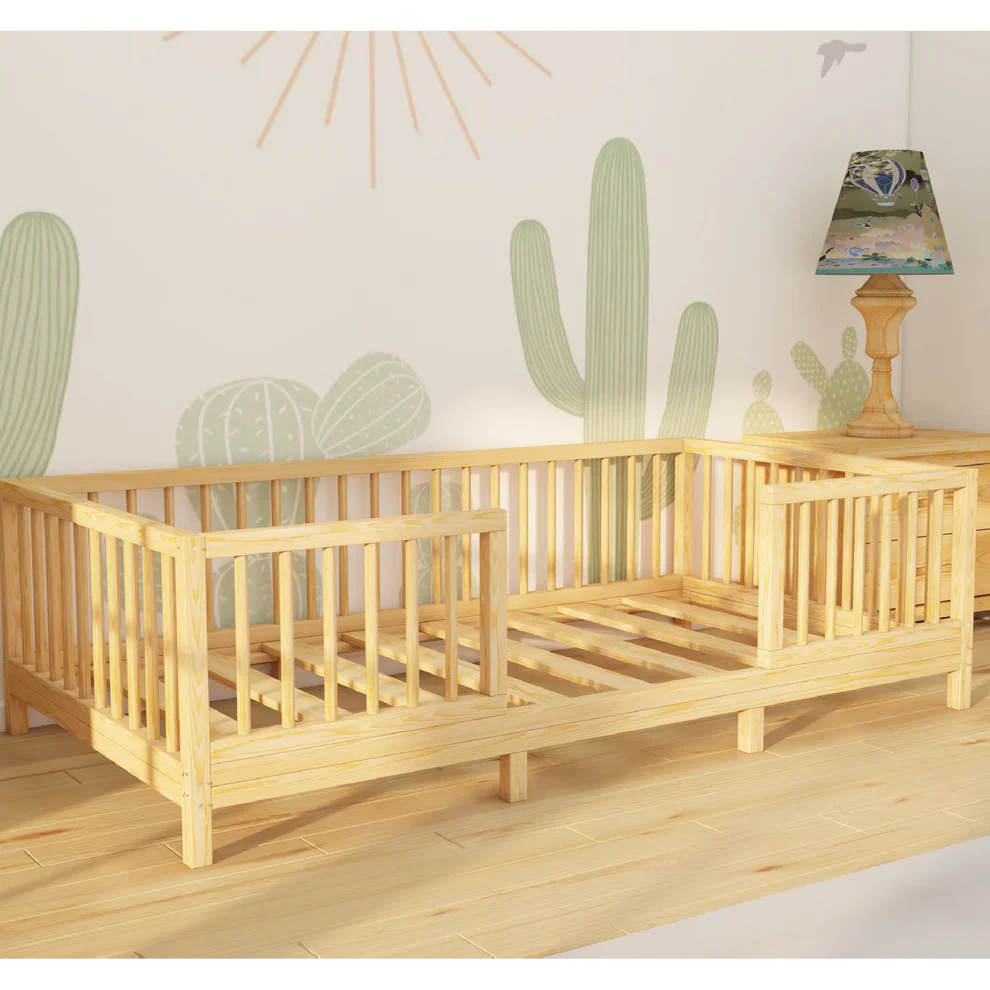 Vivo - Montessori Playpen Low Bed with Removable Cylindrical Railings