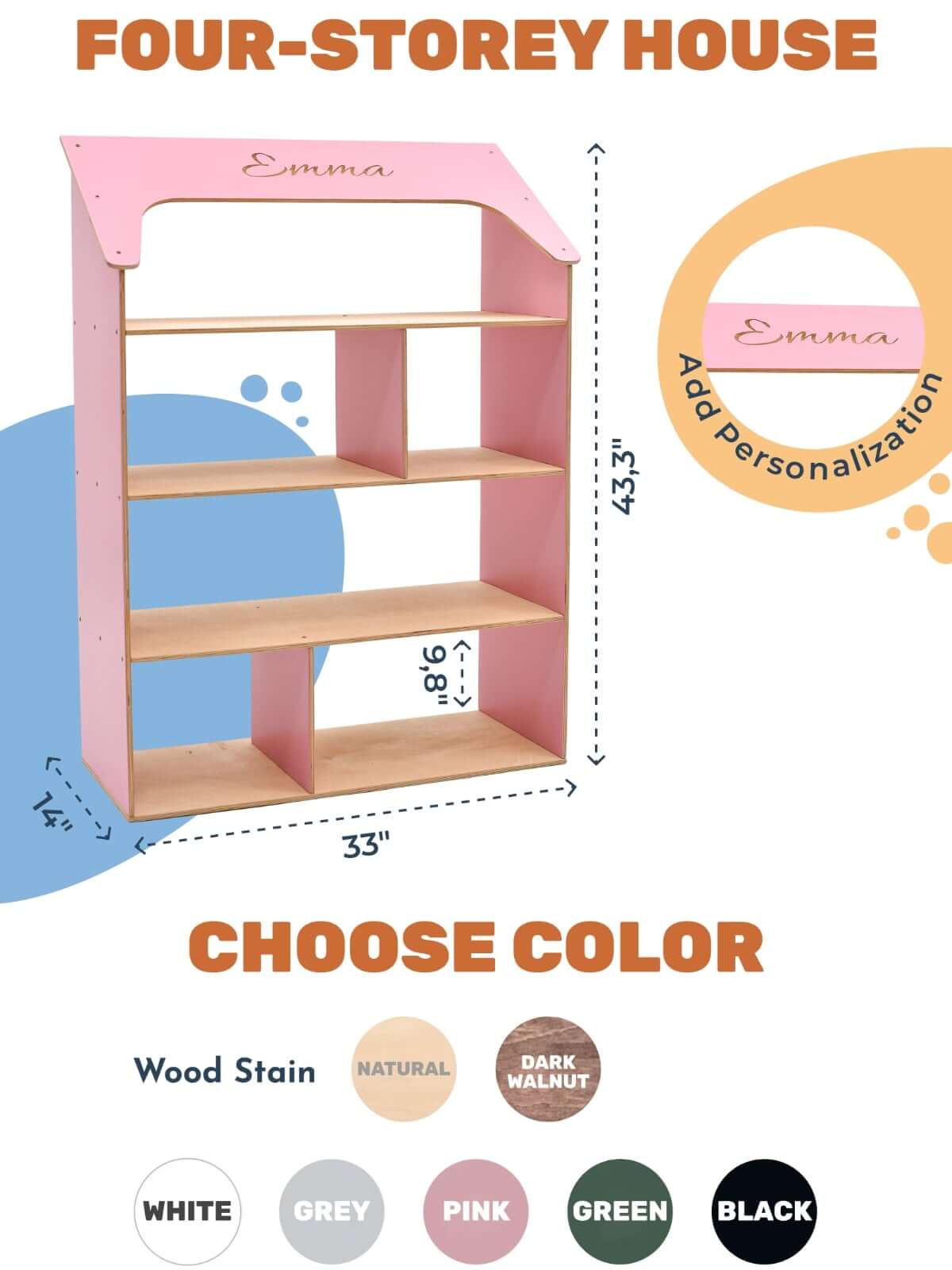 Enjoy the Wood Doll House Bookcase