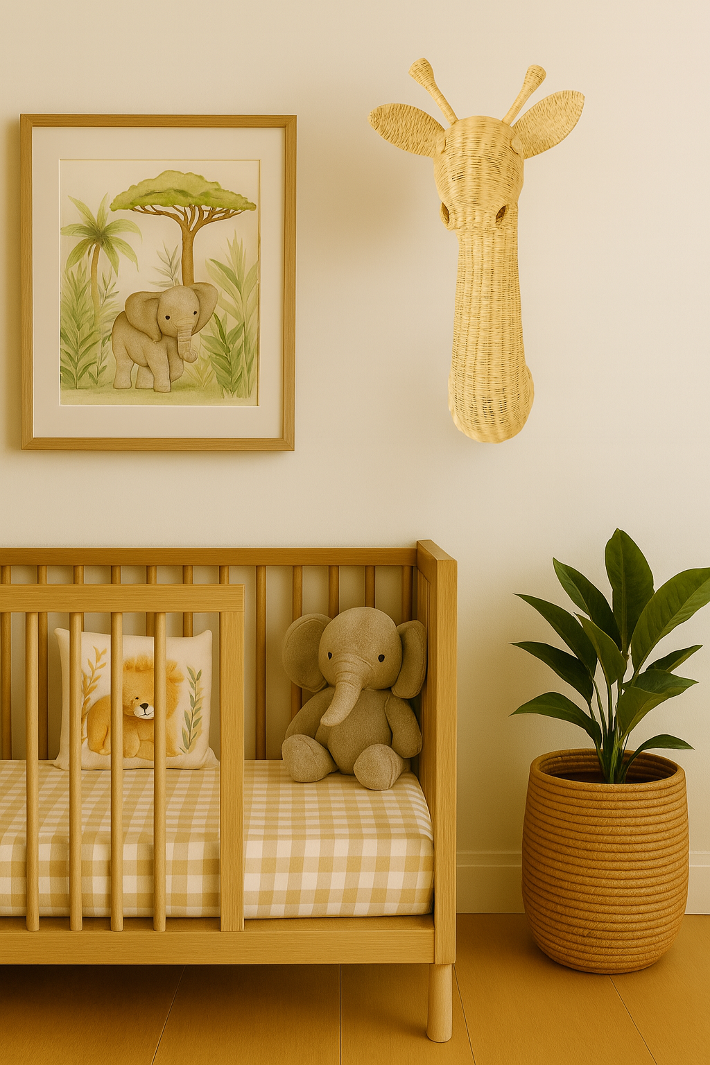 Lullaby Rattan Rattan Giraffe Wall Decor – Boho Nursery & Kids Room Wall Art | Handmade Safari Animal Decor