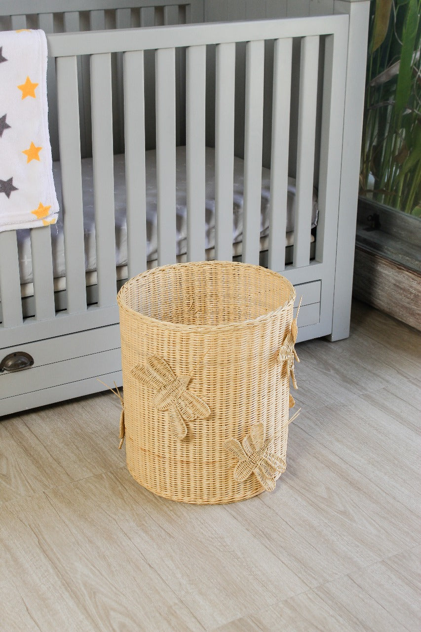 Lullaby Rattan Flutter Wing Hamper Rattan Basket – Handwoven Boho Storage for Toys, Blankets & Laundry