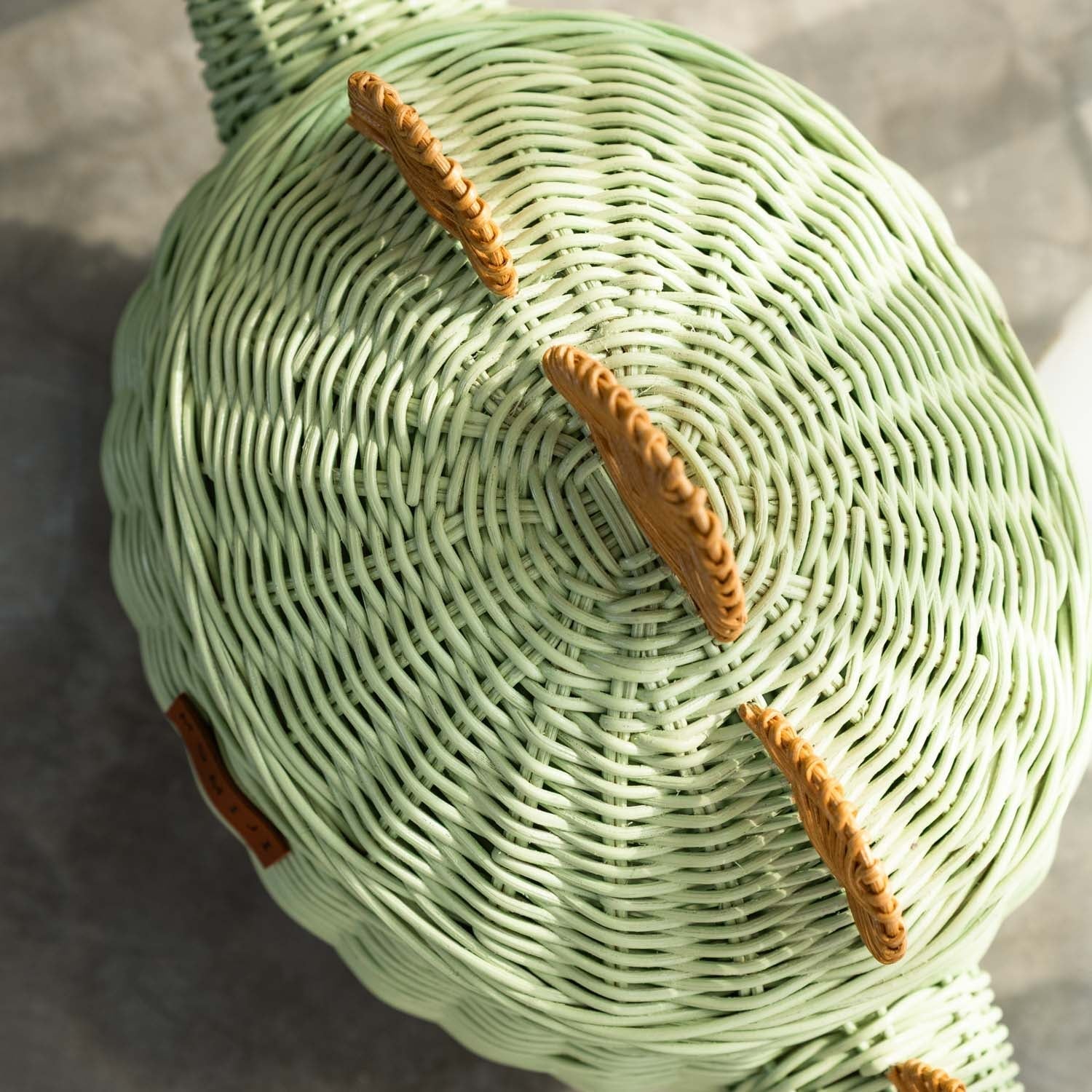 MOMIJI Dinosaur Rattan Storage Basket Mint Green - Medium MOMIJI US LLC