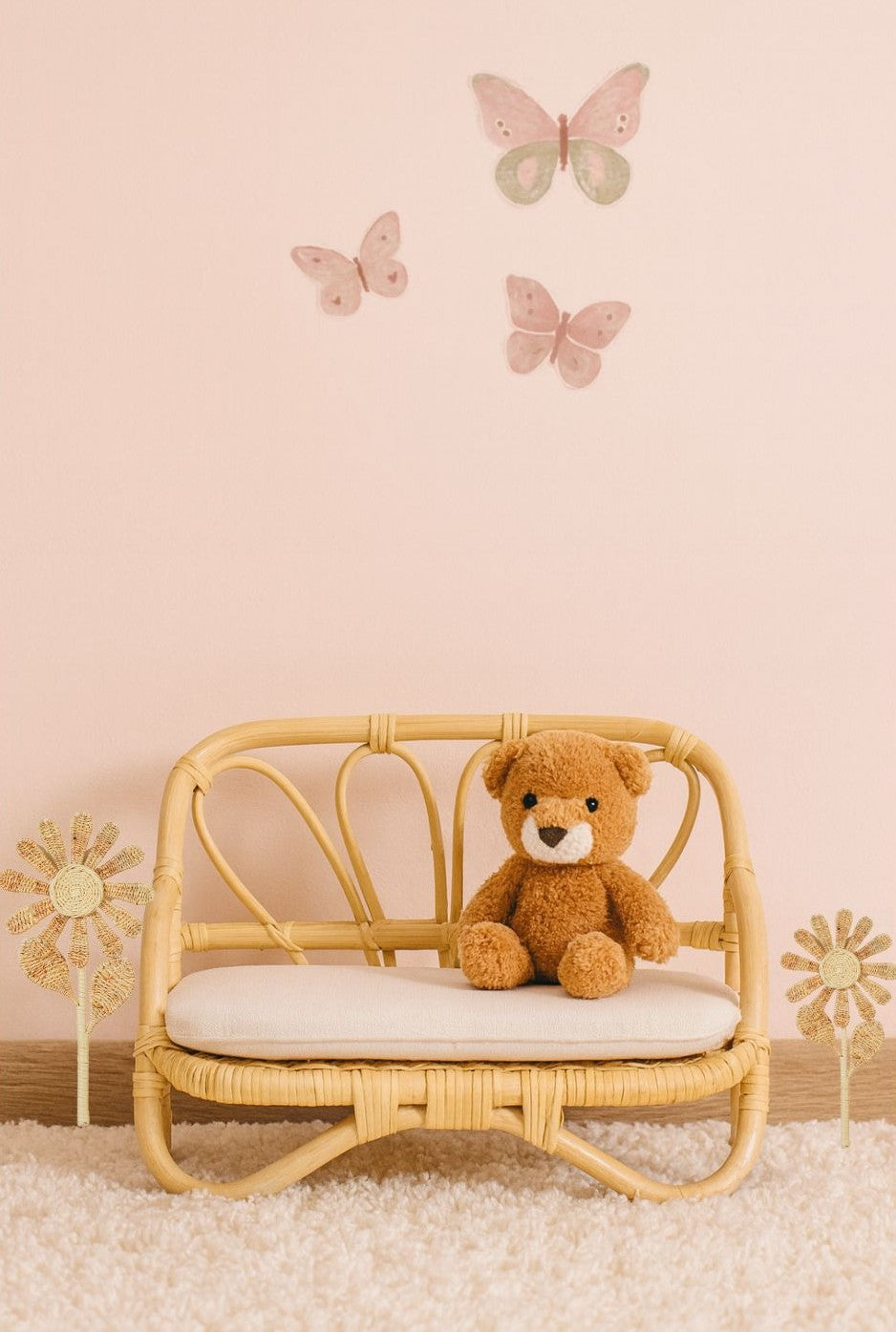 Lullaby Rattan Handmade Rattan Doll Sofa | Boho Montessori Doll Furniture | Eco-Friendly Pretend Play Couch for Girls Dolls