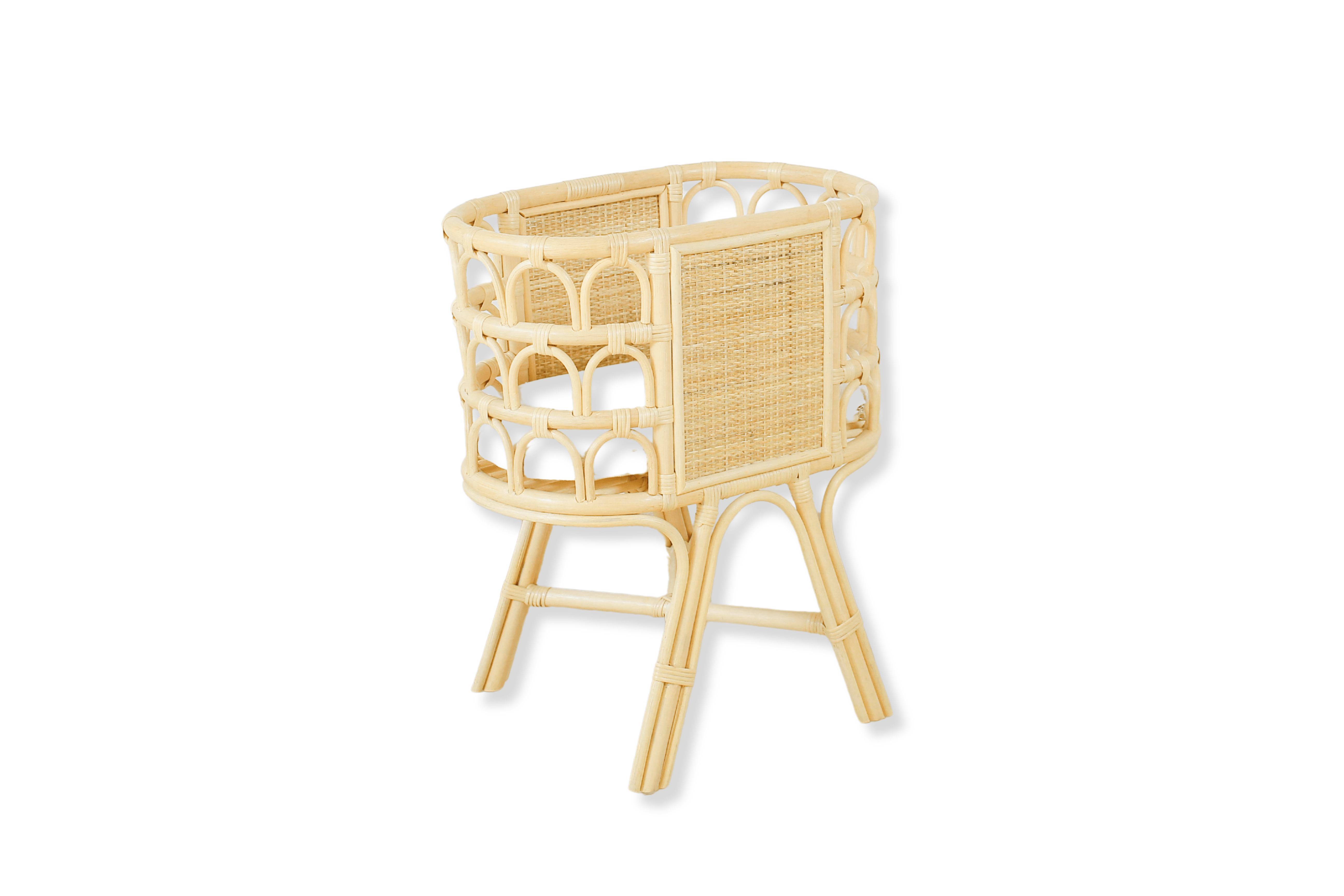 Lullaby Rattan Rattan Doll Crib – Handmade Wicker Doll Bed, Boho Montessori Toy Bassinet for Girls