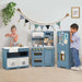 Teamson Kids Little Chef Atlanta Large Modular Play Kitchen TD-13850C separated children playing blue kitchen