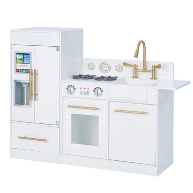 Teamson Kids Little Chef Charlotte Modern Play Kitchen, White/Gold TD-12302WR white background