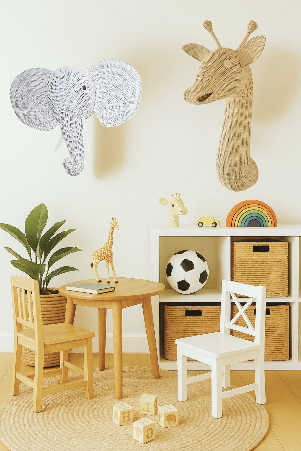 Lullaby Rattan Rattan Giraffe Wall Decor – Boho Nursery & Kids Room Wall Art | Handmade Safari Animal Decor
