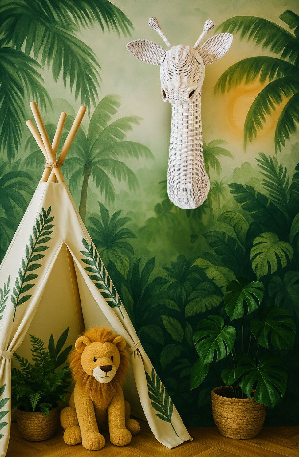 Lullaby Rattan Rattan Giraffe Wall Decor – Boho Nursery & Kids Room Wall Art | Handmade Safari Animal Decor