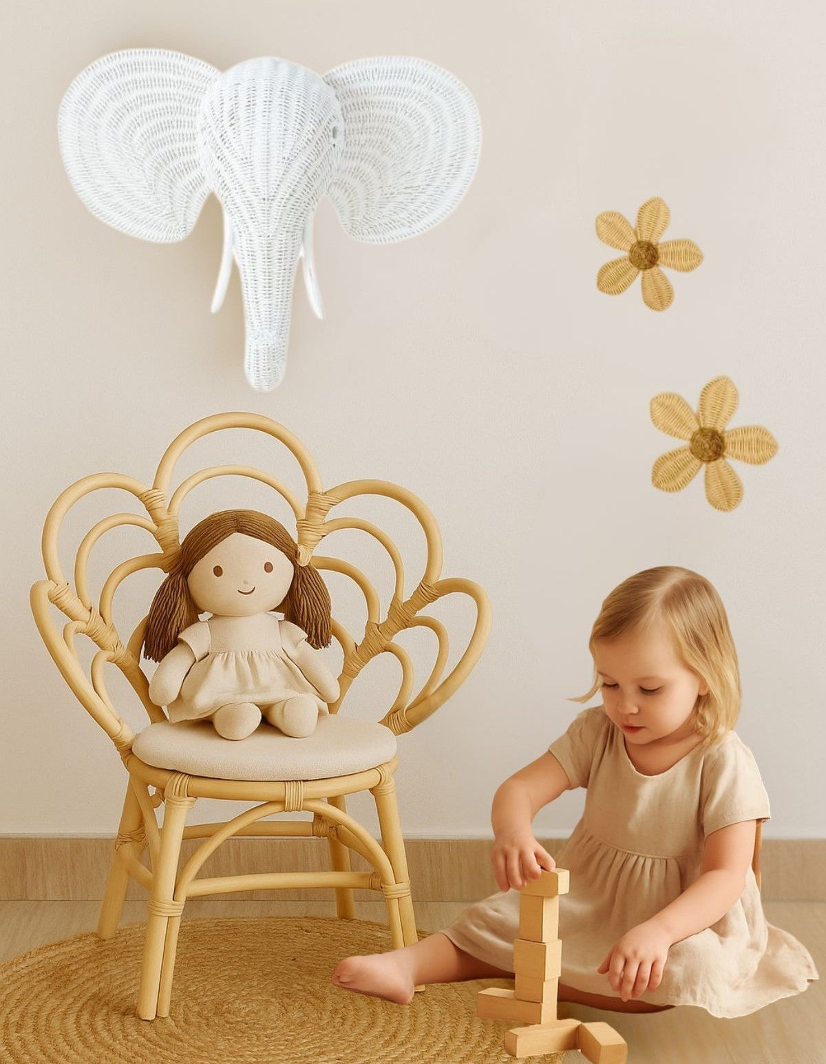 Lullaby Rattan Blossom Dreams Girls Bedroom Rattan Decorative Flower Chair