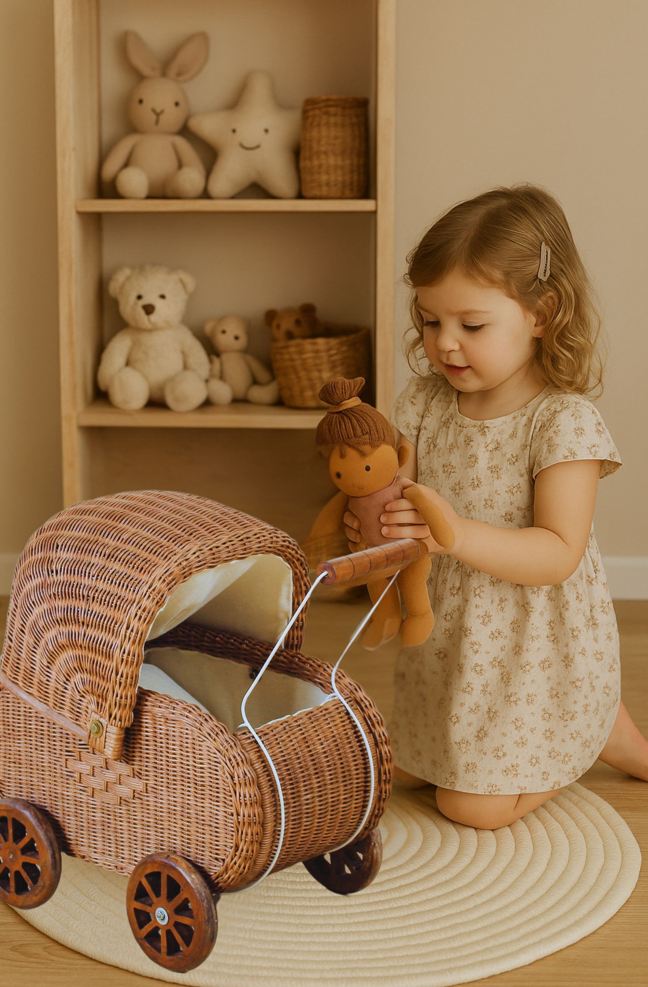Lullaby Rattan Vintage Charm Rattan Doll Pram