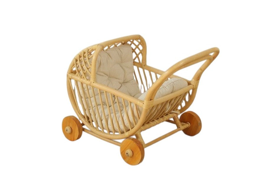 Lullaby Rattan Lullaby Rattan Doll Buggy – Handcrafted Boho Stroller for Little Girls Doll Pretend Play
