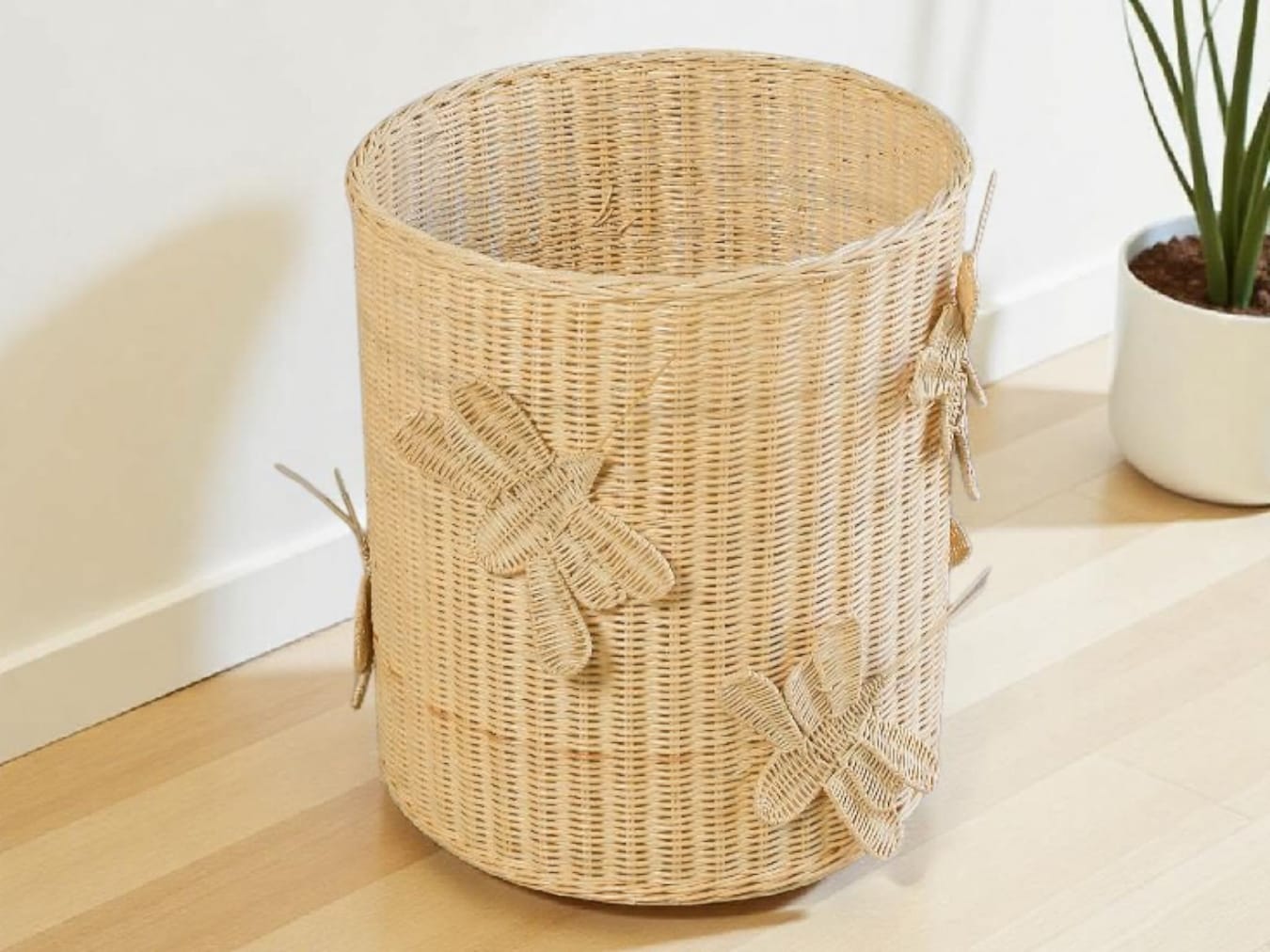 Lullaby Rattan Flutter Wing Hamper Rattan Basket – Handwoven Boho Storage for Toys, Blankets & Laundry