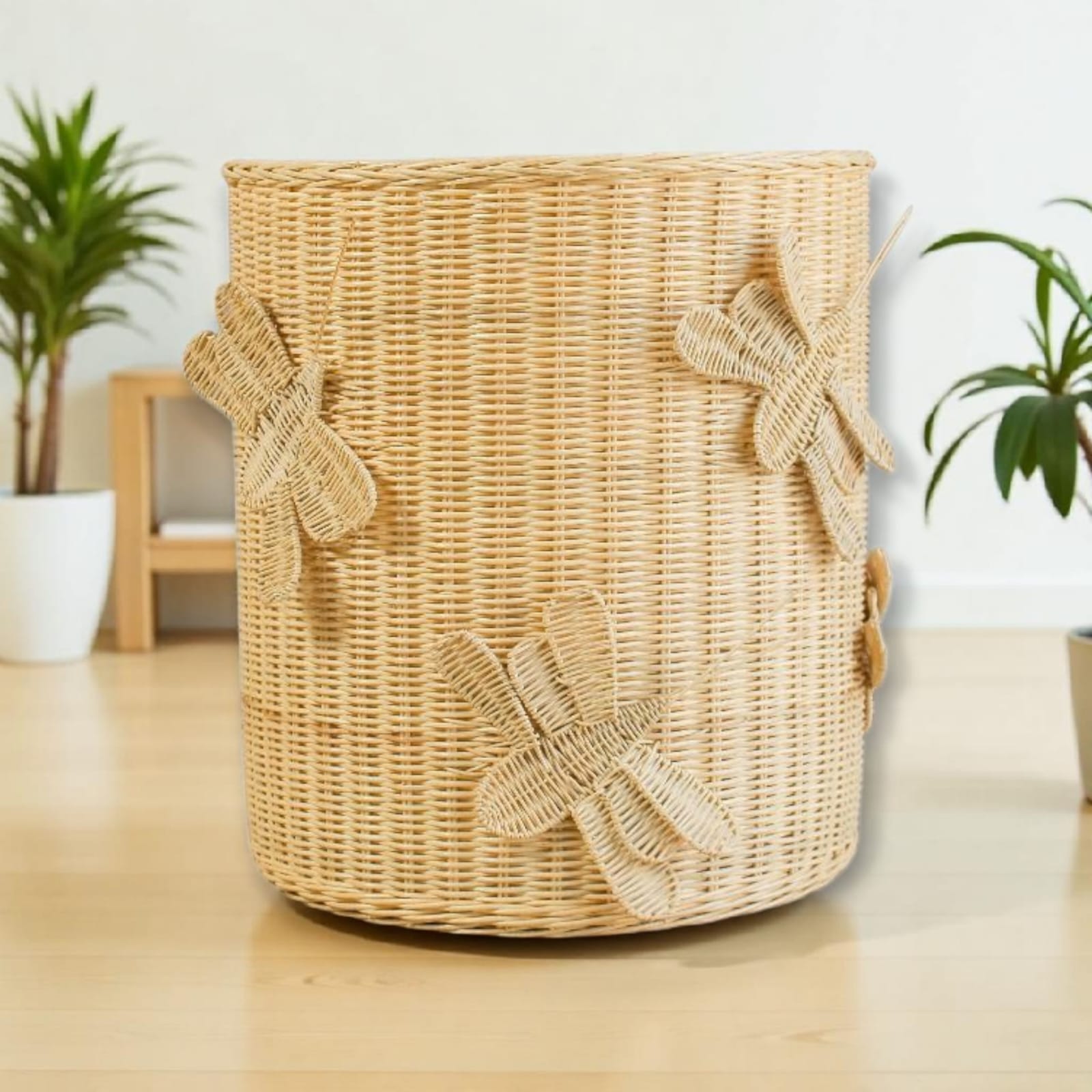 Lullaby Rattan Flutter Wing Hamper Rattan Basket – Handwoven Boho Storage for Toys, Blankets & Laundry