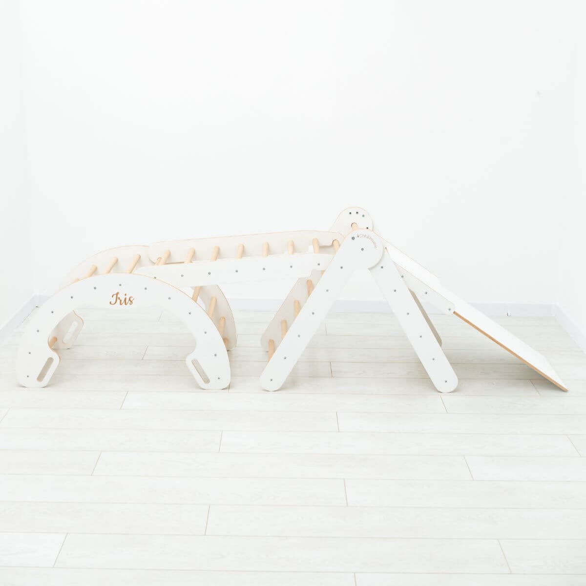 Enjoy the Wood 4 in 1 Indoor Climbing Set: Pikler Triangle + Slide + Ladder + Arch