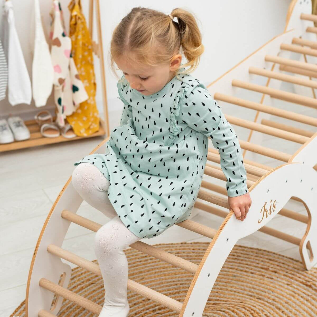Enjoy the Wood 4 in 1 Indoor Climbing Set: Pikler Triangle + Slide + Ladder + Arch
