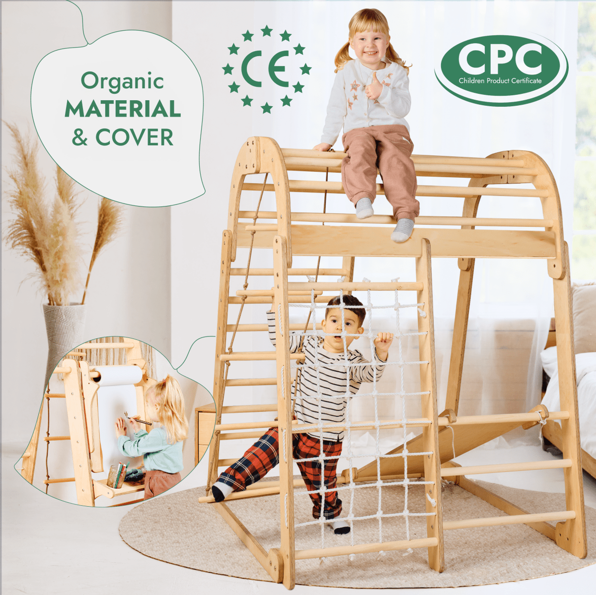 Goodevas Indoor Playground for Children - 7in1 Playground + Swings Set + Slide Board + Art Set