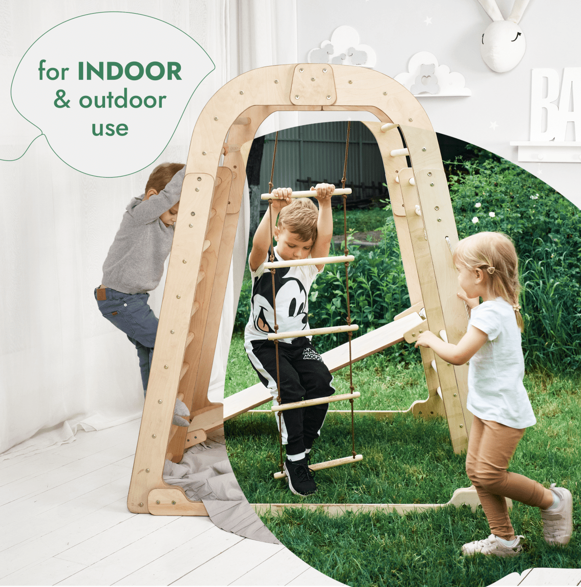 Goodevas Indoor Playground for Children - 7in1 Playground + Swings Set + Slide Board + Art Set