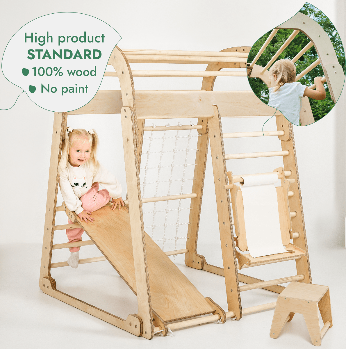 Goodevas Indoor Playground for Children - 7in1 Playground + Swings Set + Slide Board + Art Set