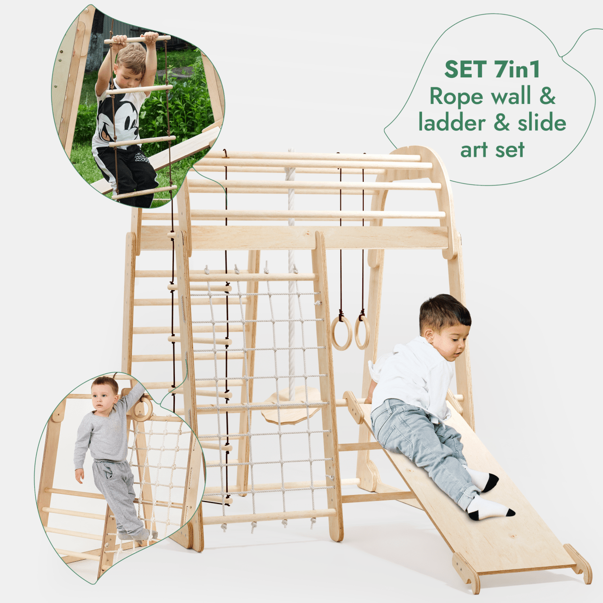Goodevas Indoor Playground for Children - 7in1 Playground + Swings Set + Slide Board + Art Set