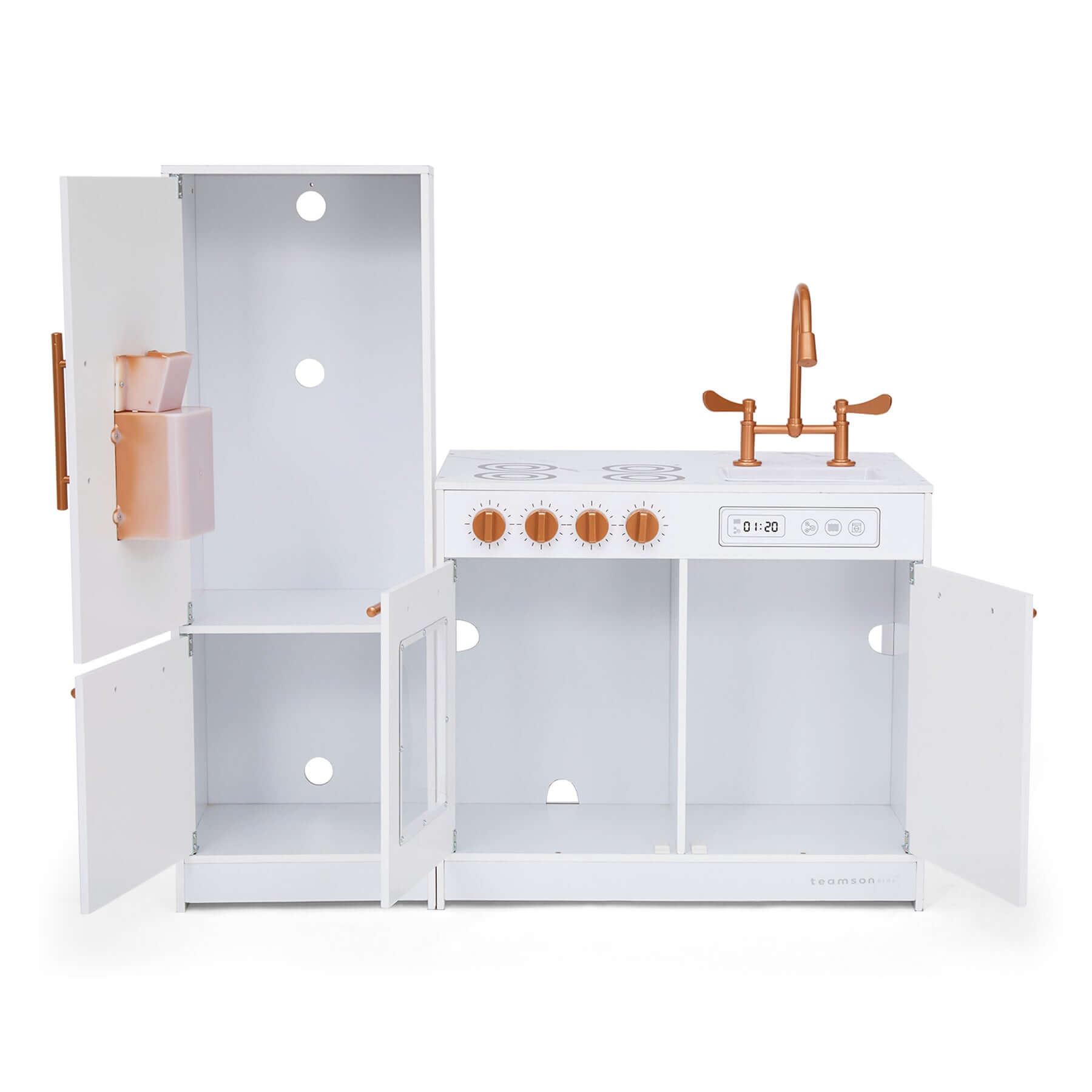 Teamson Kids Little Chef Milano Two-Piece Modular Modern Delight Play Kitchen TD-13811A doors open