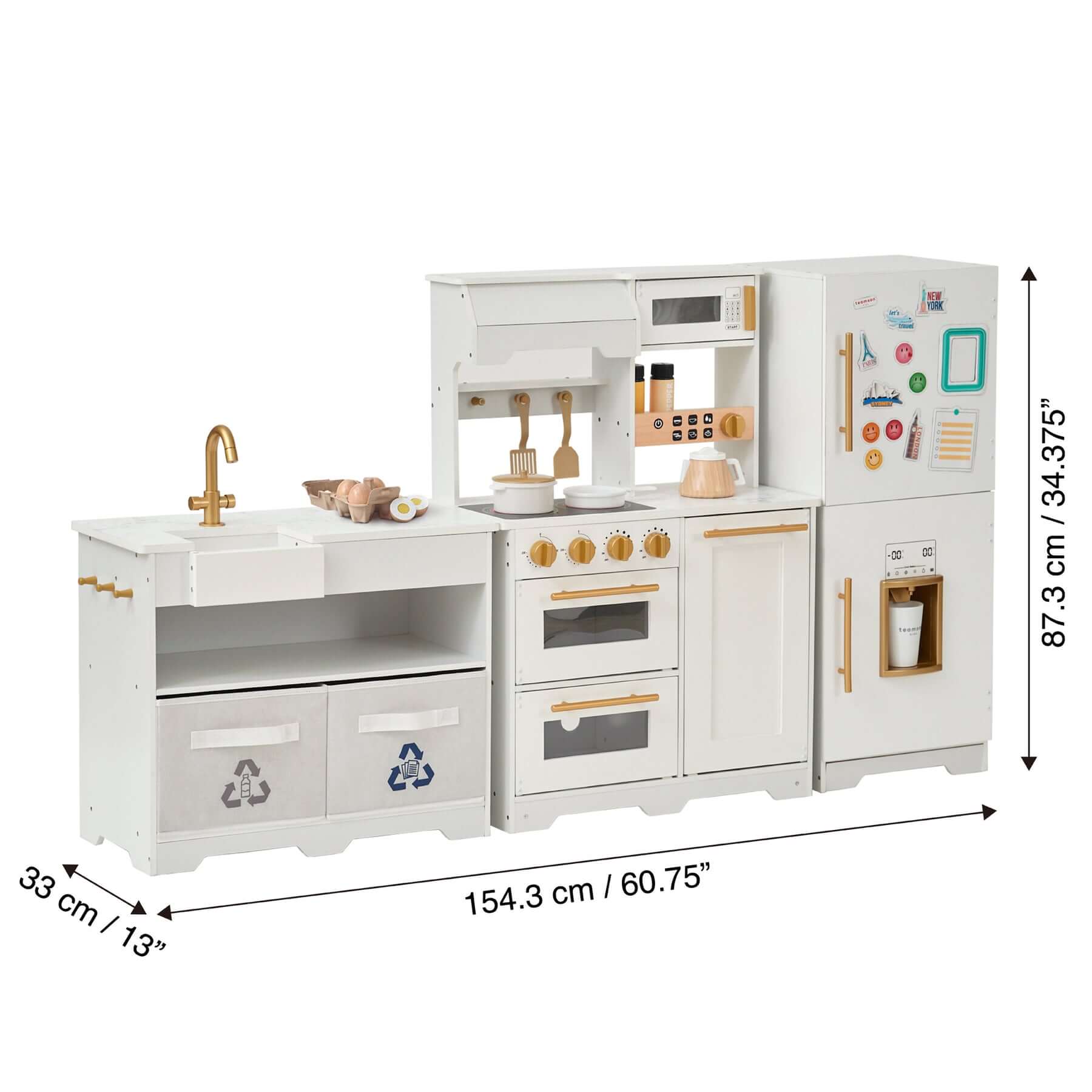 Teamson Kids Little Chef Atlanta Large Modular Play Kitchen TD-13850B specifications white kitchen