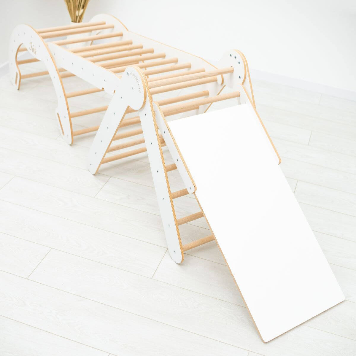 Enjoy the Wood 4 in 1 Indoor Climbing Set: Pikler Triangle + Slide + Ladder + Arch