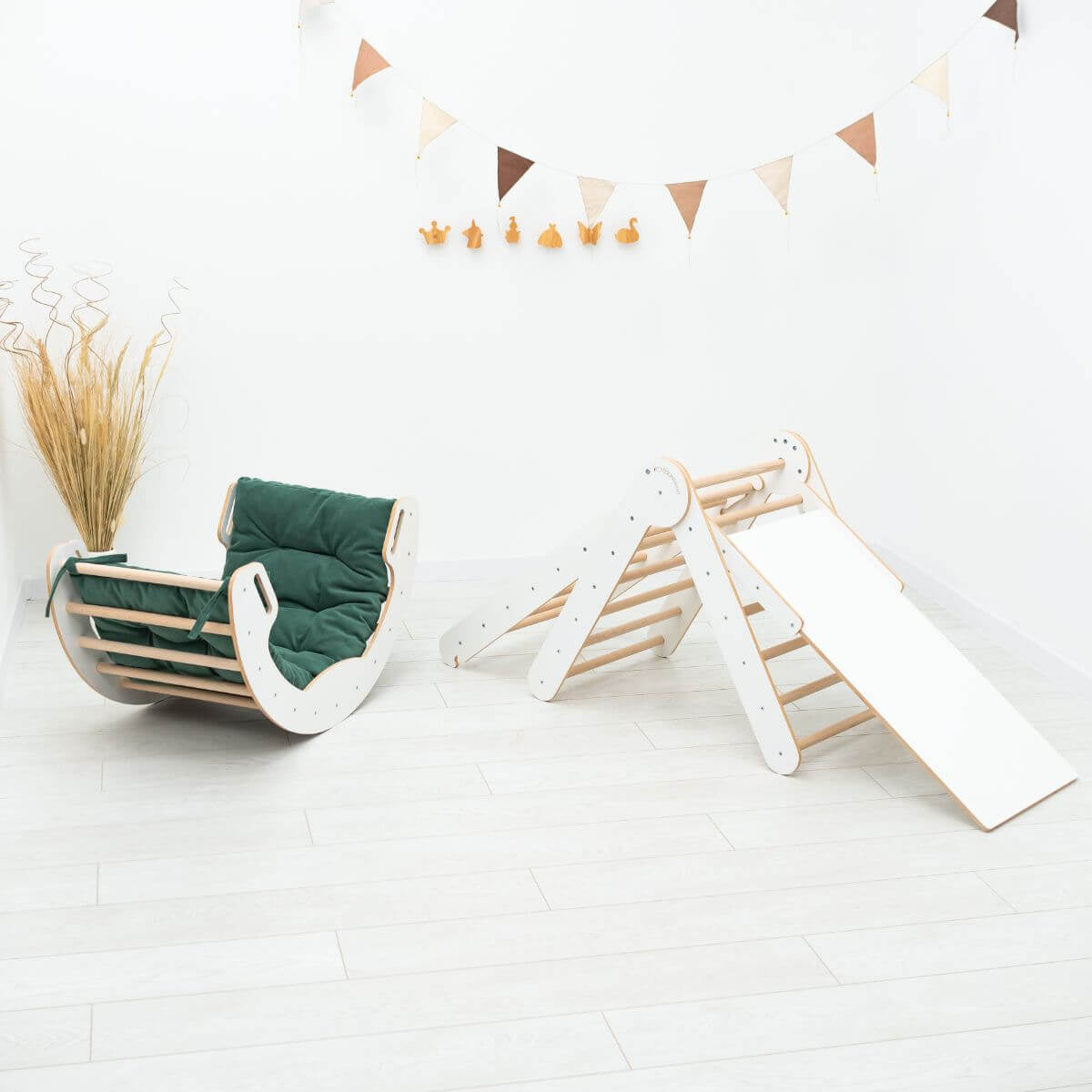 Enjoy the Wood 4 in 1 Indoor Climbing Set: Pikler Triangle + Slide + Ladder + Arch