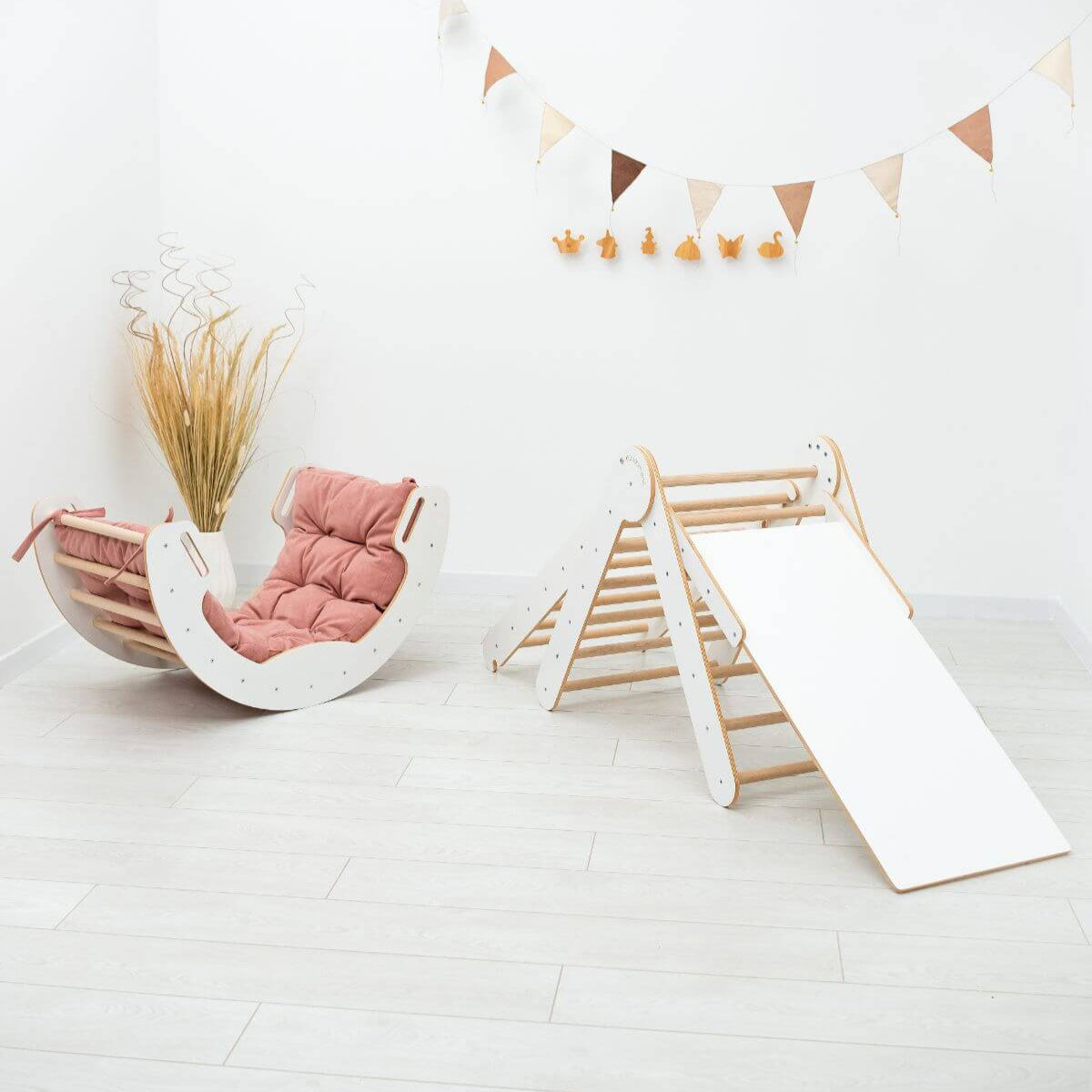 Enjoy the Wood 4 in 1 Indoor Climbing Set: Pikler Triangle + Slide + Ladder + Arch