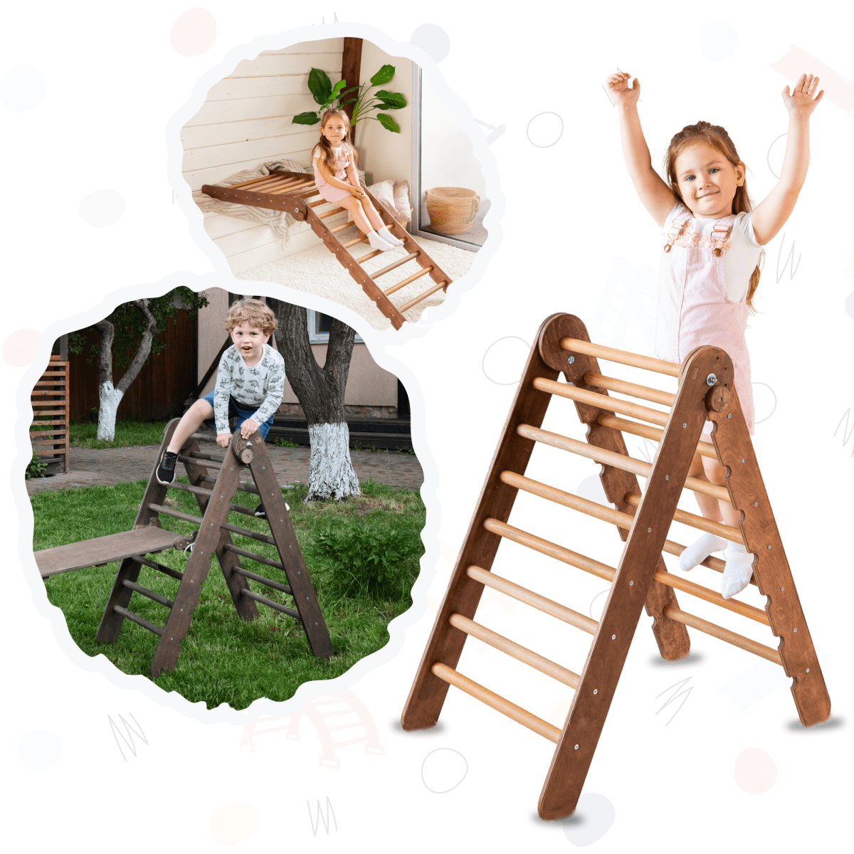 Goodevas Montessori Triangle Ladder - Handmade Climber for Kids 1-7 y.o.