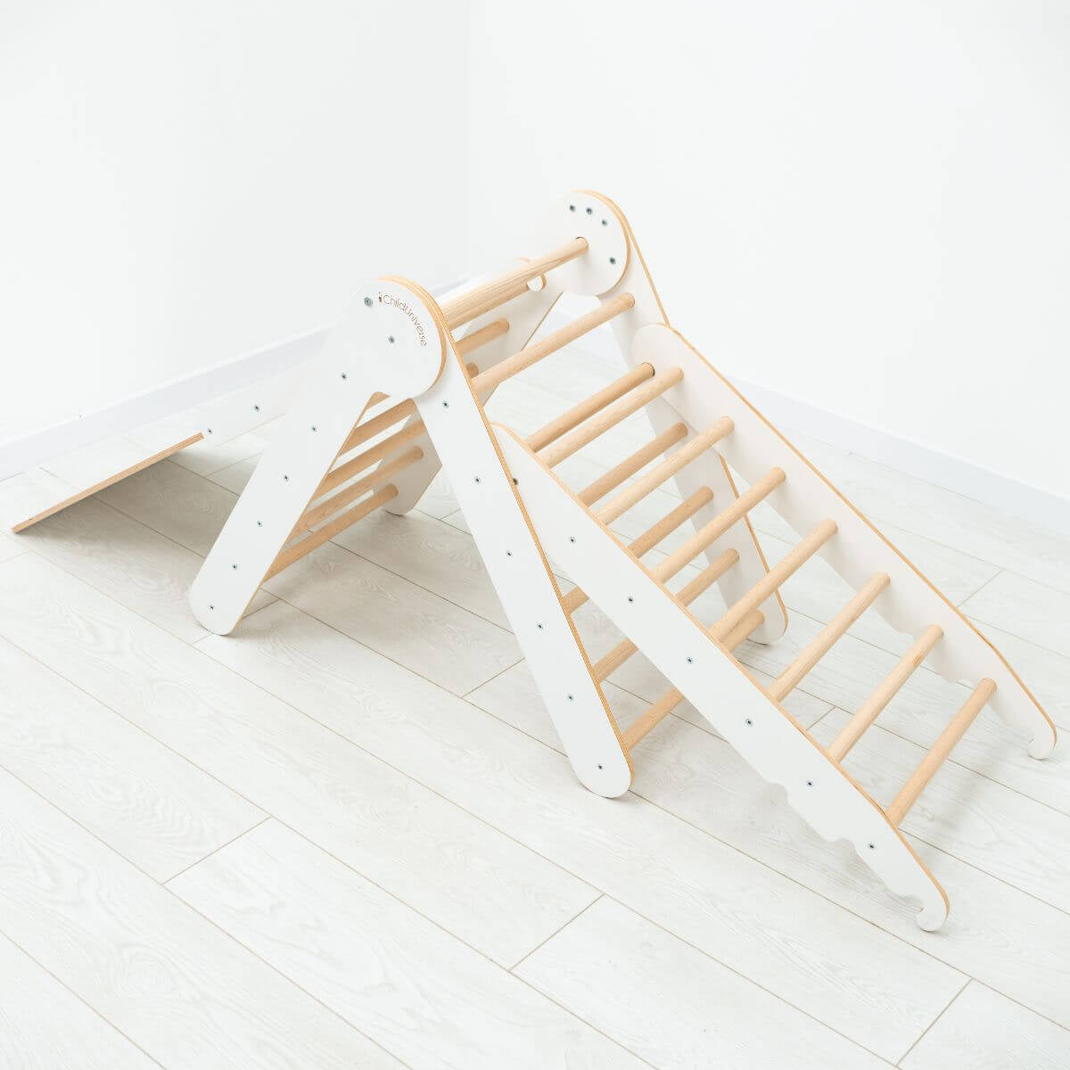Enjoy the Wood 3 in 1 Montessori Climbing Set: Pikler Triangle + Sliding Ramp + Ladder