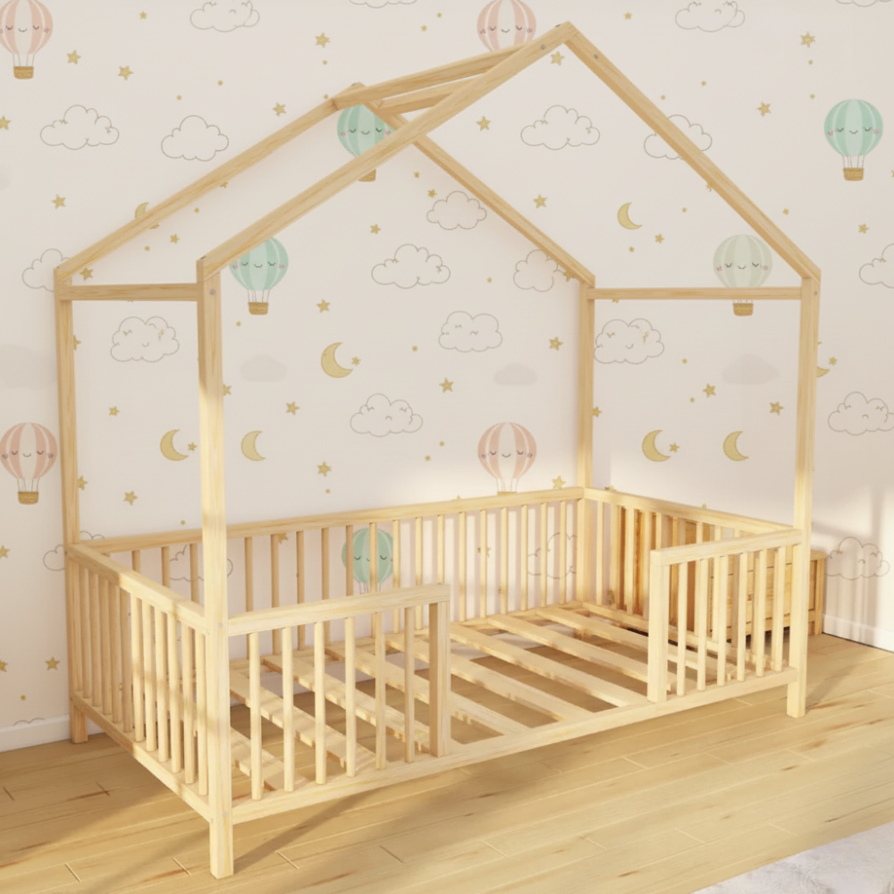 Hovia - Montessori Playhouse Low Bed with Cylindrical Railings