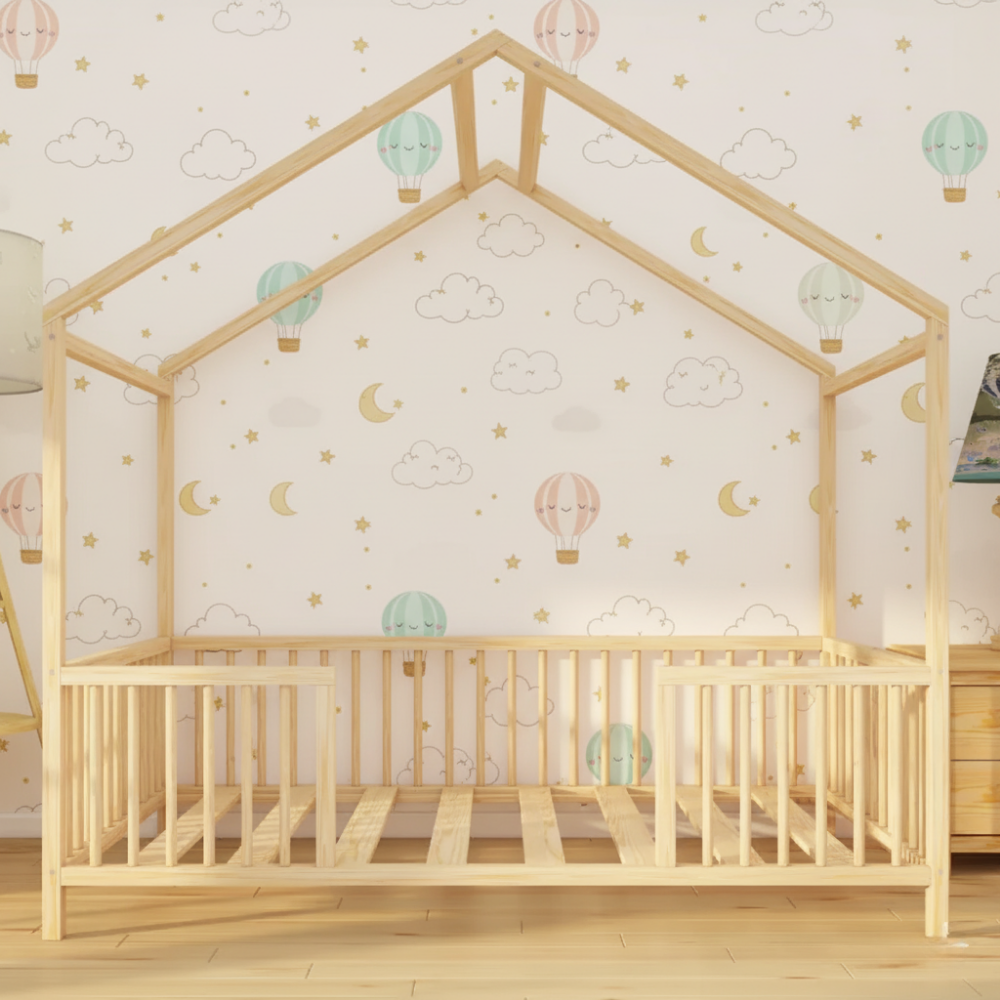 Hovia - Montessori Playhouse Low Bed with Cylindrical Railings